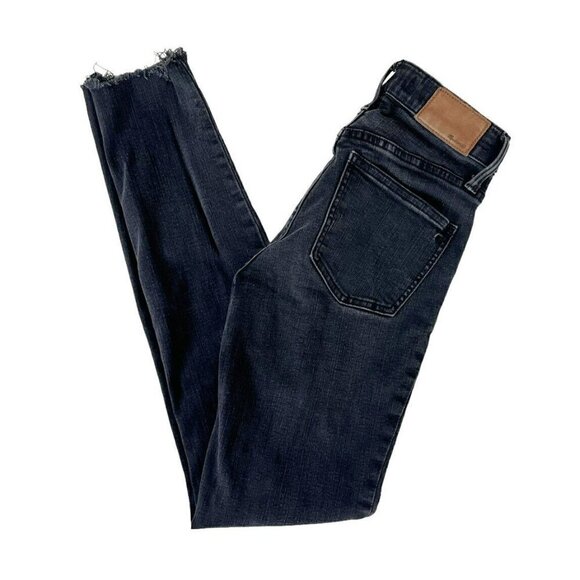 Madewell 9" High Rise Skinny Women's Size 24 Black Button Fly Raw Hem Jeans - Picture 10 of 10